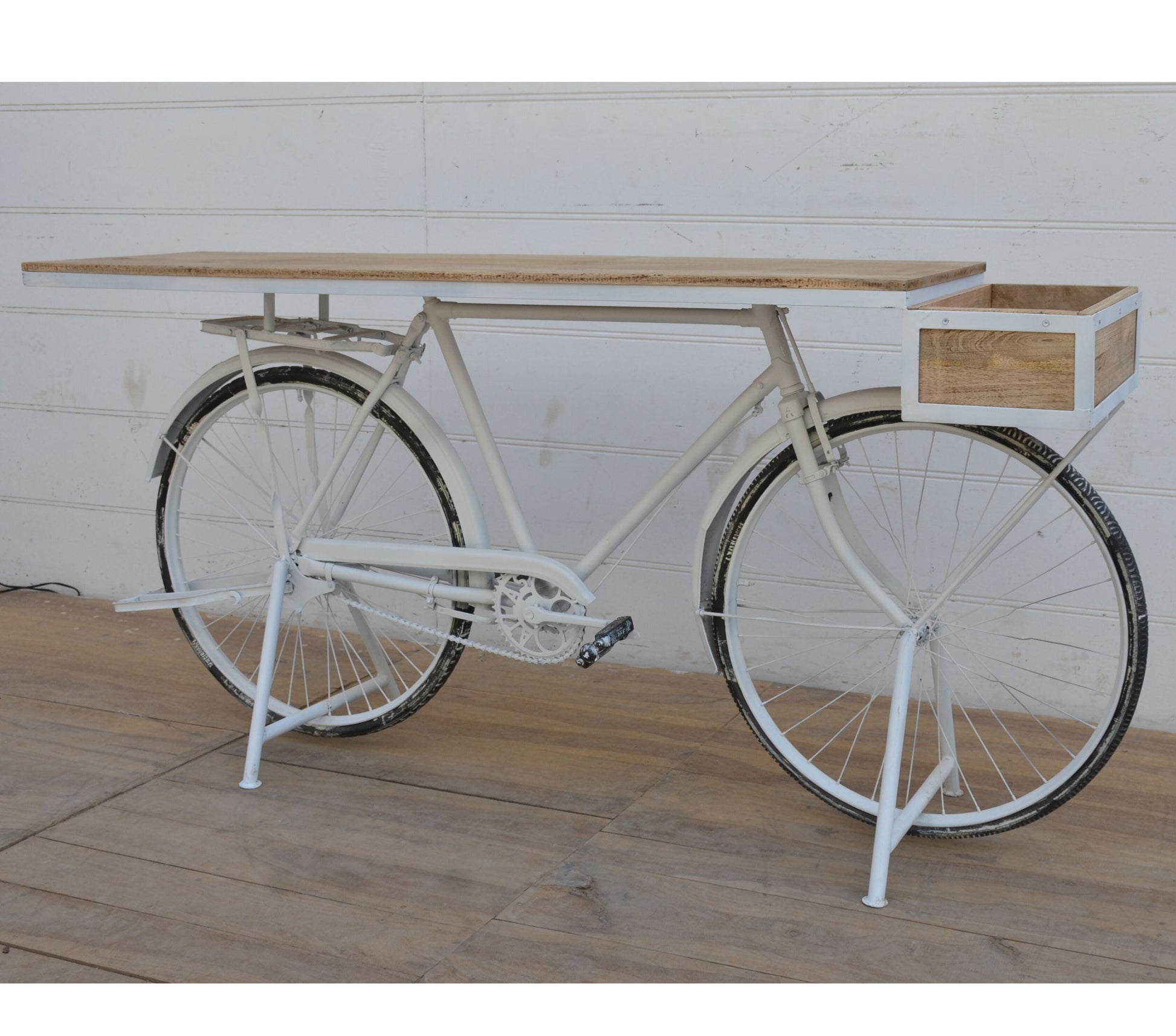 White Bicycle Mango Wood Bar Cart - Notbrand