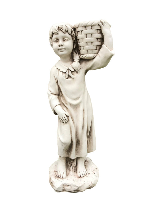 Girl Holding Bird Feeder Statue - 63cm - Notbrand