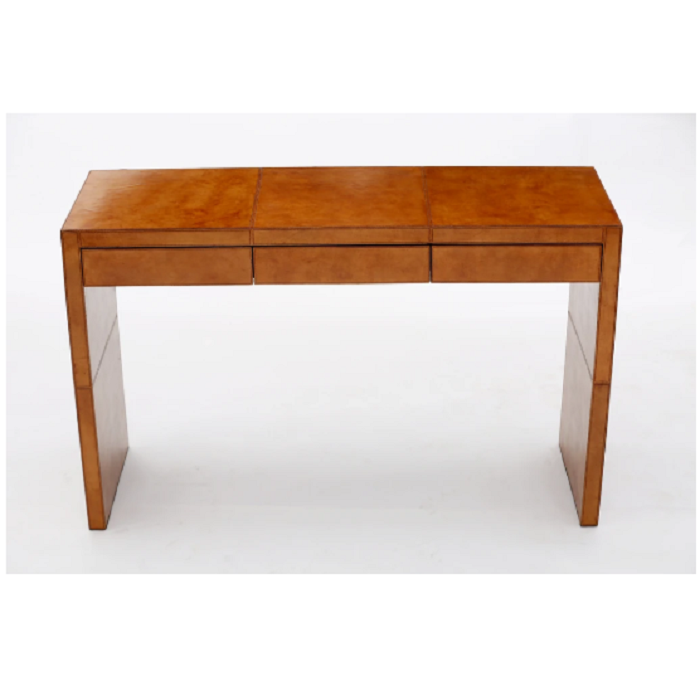 Tan Leather Console Table - House of Hyne