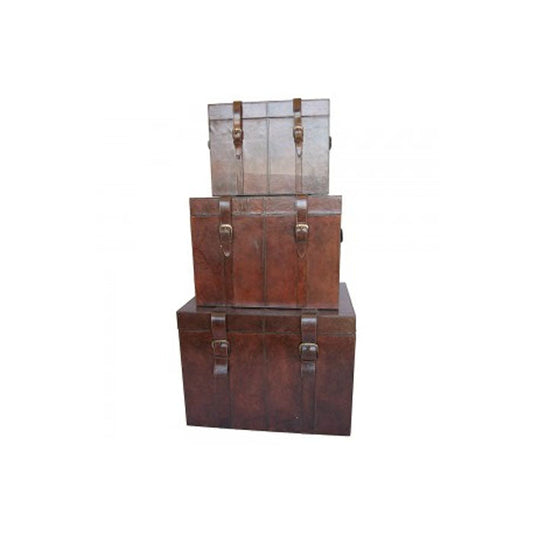 Haemir Dark Leather Trunk Set - Set of 3 - House of Hyne