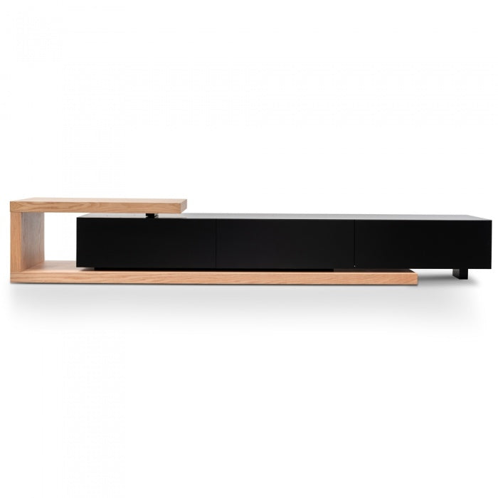 Scandinavian Oak Omega TV Unit in Black Matte - Extendable - House of Hyne