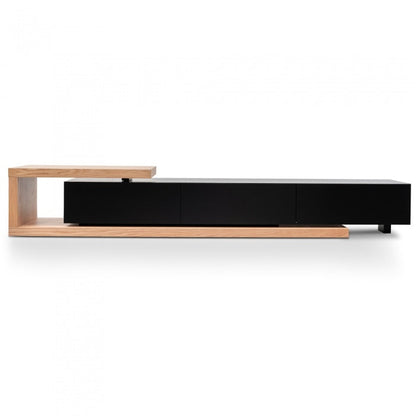 Scandinavian Oak Omega TV Unit in Black Matte - Extendable - House of Hyne