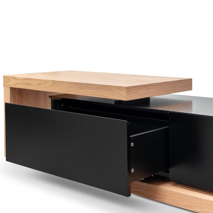 Scandinavian Oak Omega TV Unit in Black Matte - Extendable - House of Hyne