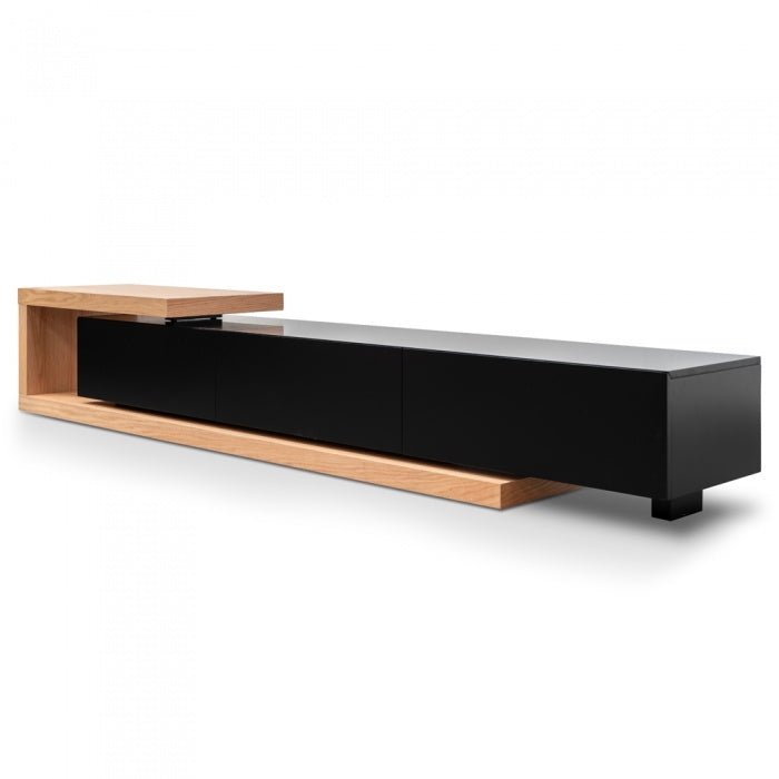 Scandinavian Oak Omega TV Unit in Black Matte - Extendable - House of Hyne