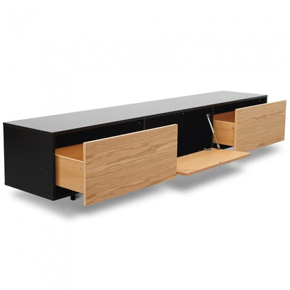 Contrast Jenny TV Unit with Black and Natural Drawers - 2.3m - House of Hyne