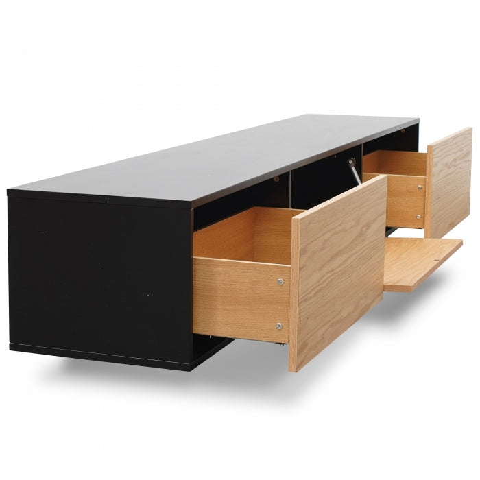 Contrast Jenny TV Unit with Black and Natural Drawers - 2.3m - House of Hyne