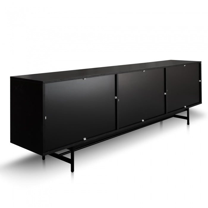 Bjorn Wooden Entertainment TV Unit - Black with Flute Glass Door - Notbrand