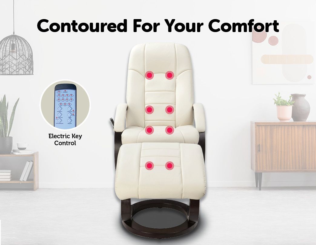 PU Leather Massage Chair Recliner Ottoman Lounge Remote - Notbrand