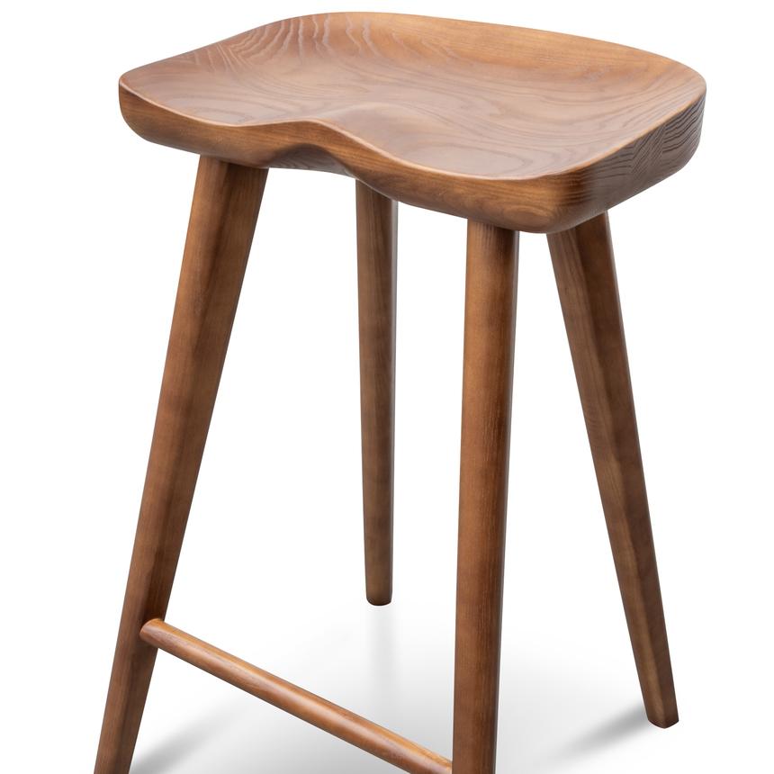 Elqid 65cm Wooden Bar Stool - Walnut - Notbrand