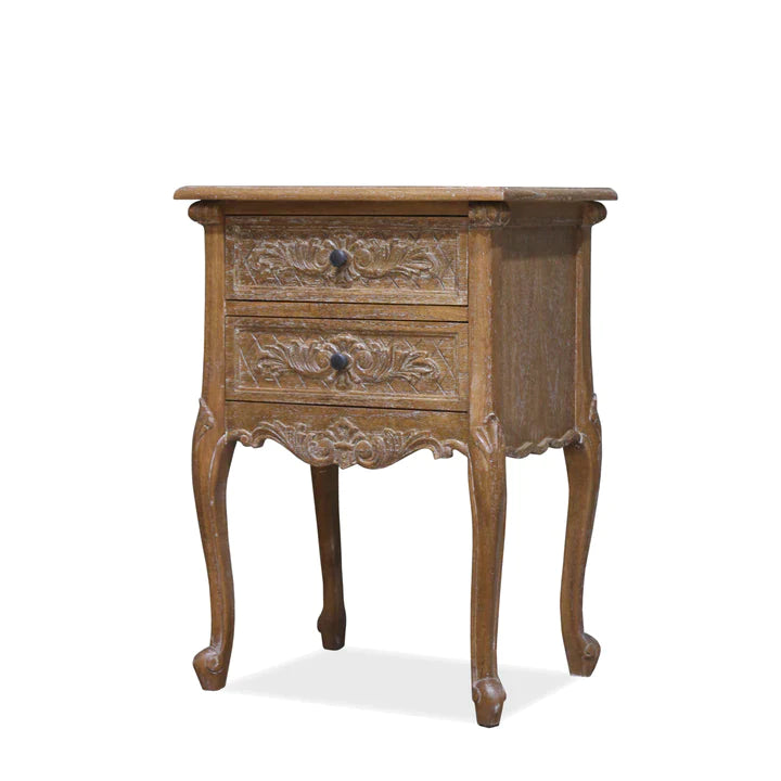 Set of 2 Louis Mindy Wood Bedside Table - Weathered Oak  - House of Hyne